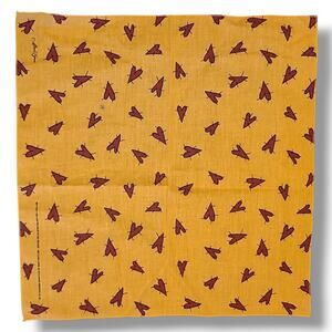 Vintage Alma Lynne Hav-A-Hank Red Hearts Bandana‎ Yellow USA 50/50 Cotton Blend